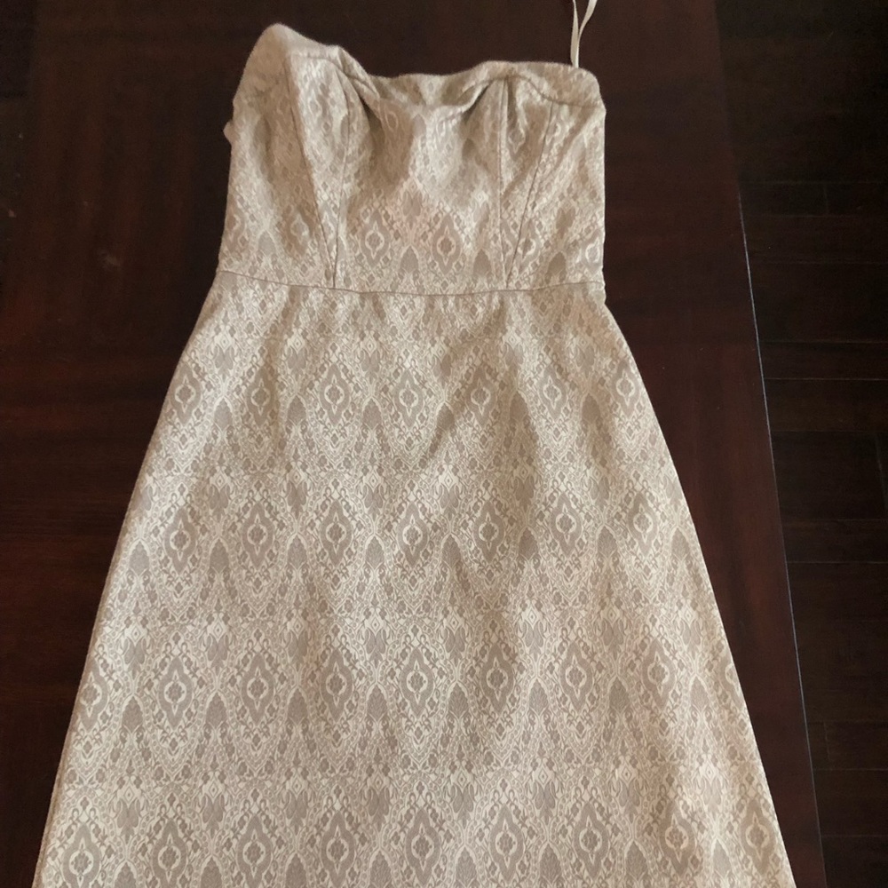 Gold White House Black Market Strapless Dress